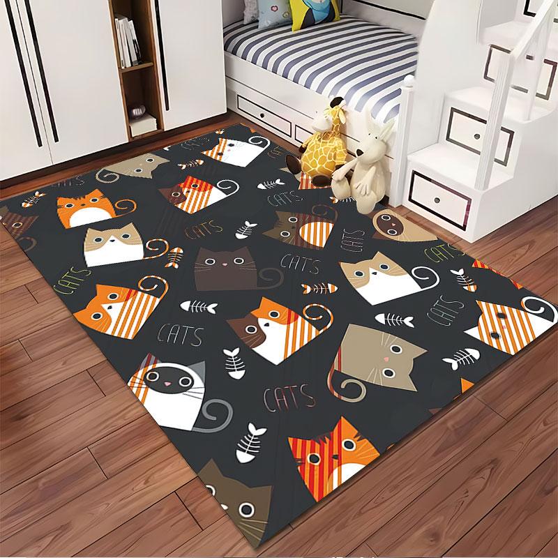 Colorful Cartoon Cats Pattern suitable as a non-slip mat for the living room or bedroom sofa