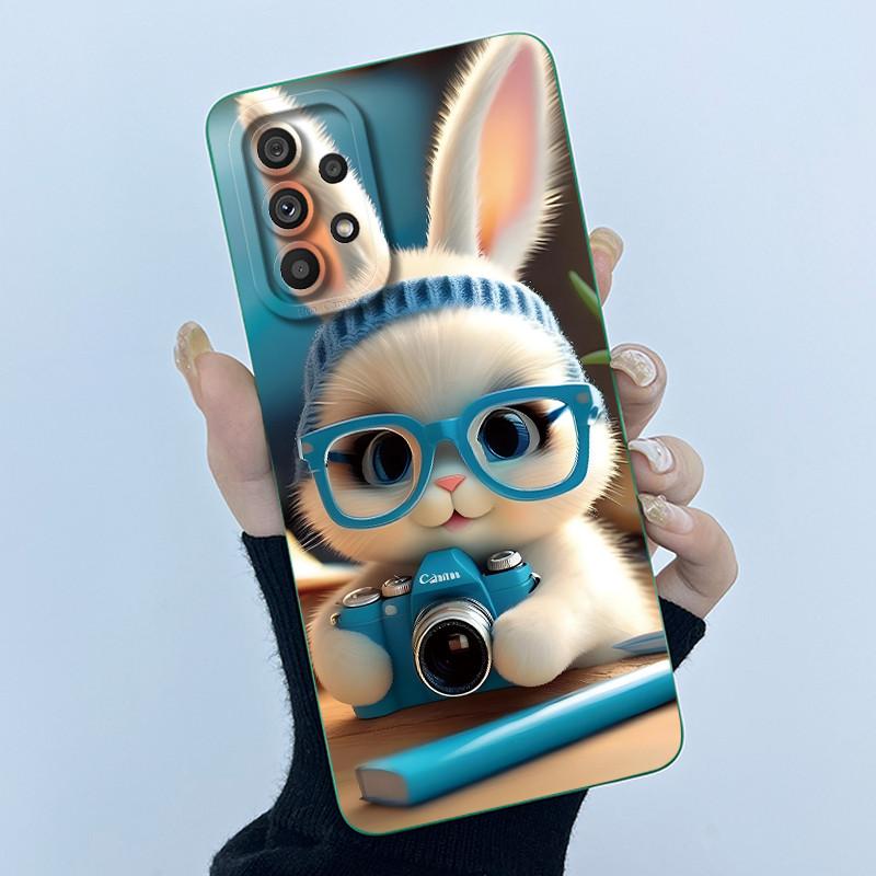 Shockproof Matte Case For Samsung Galaxy A32 A52 A52S A72 M52 5G Lovely Cartoon Liquid Silicone Camera Protective Bumper Cover
