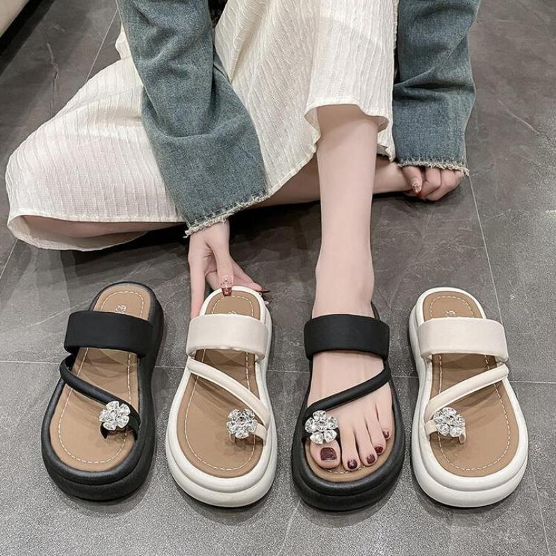 Летние новые туфли на платформе женские тапочки с цветочным дизайном и открытым носком женские туфли повседневные тапочки домашние нескользящие тапочки