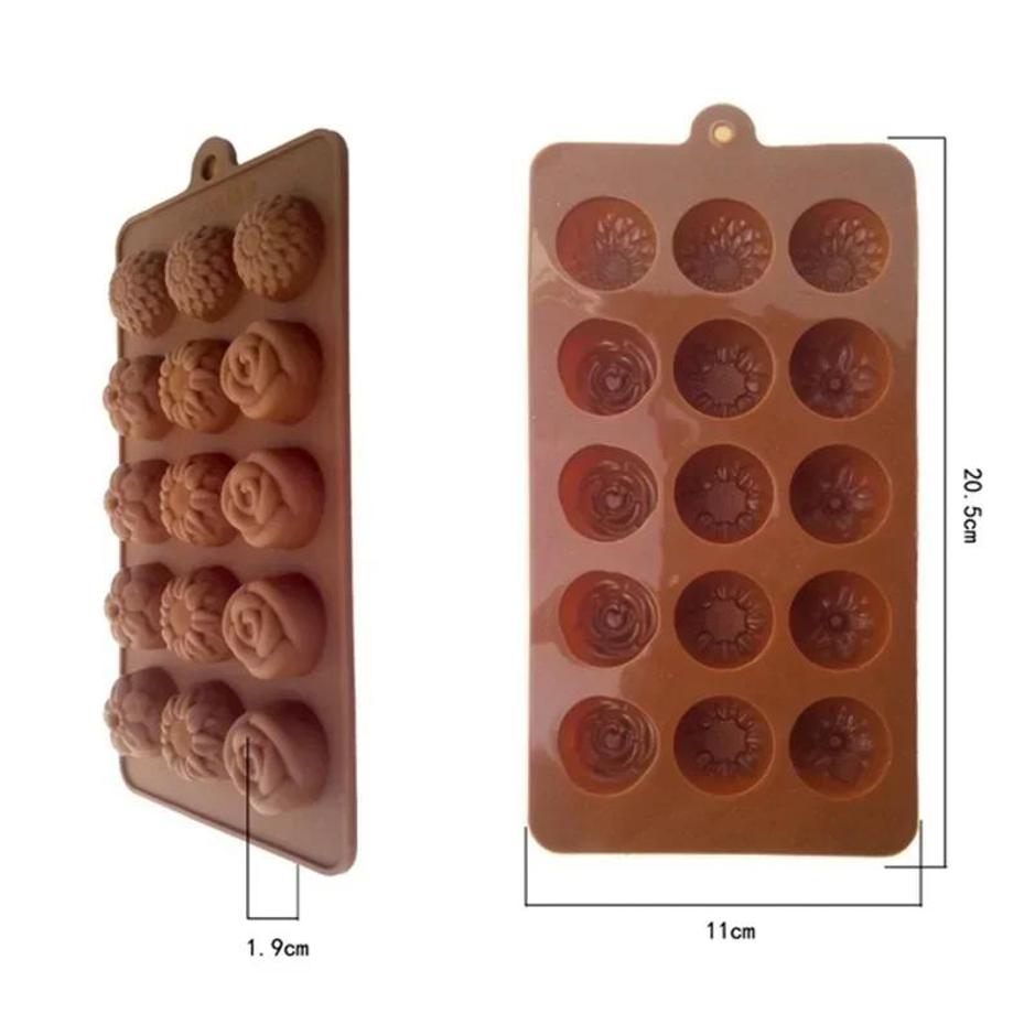 Non Stick Different Styles Chocolate Molds Silicone 15 Cavity Molds 100% Food Grade Silicone Moulds For Chocolate Gummy Candy