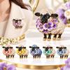 Enamel Painted Sheep Brooch Colorful Flower Flower Sheep Lapel Pin  Easter Outfit Decoration