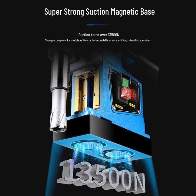 Multi-functional Magnetic Base Drill: Industrial Grade Core, Tapping, Hole Saw, and Portable Bench Drilling Machine.