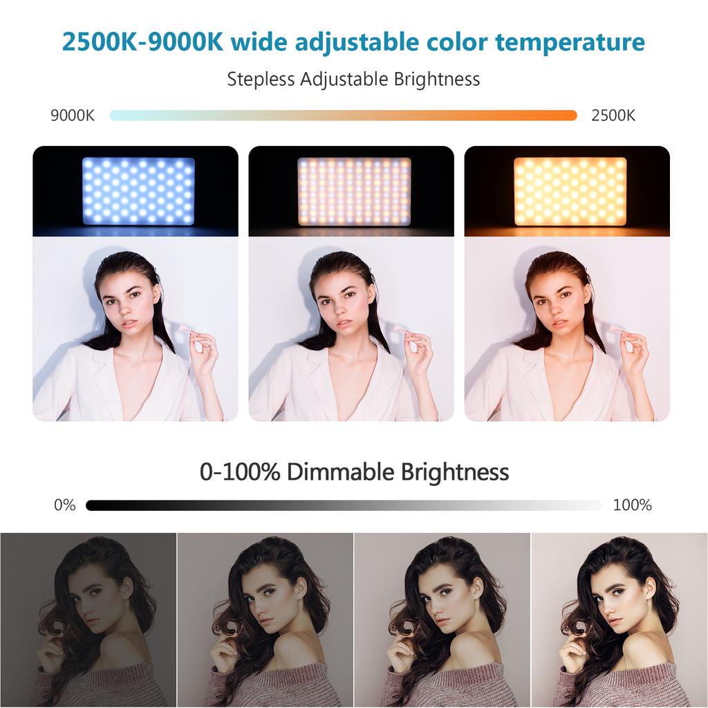 Mini LED Photography Fill Light 120 LED 2500K 9000K Rechargeable Brightness Adjustable Pocket Video Light