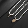 SHIXIN 2 Pcs/Set Hip Hop Jesus Cross Pendants Necklace Men Trendy Charm Imitation Pearls Chain Adjustable Chokers Street Jewelry