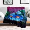 "Blue Cat in Tire Swing - Fantasy Garden Decor"Blanket Lightweight Flannel Throw Blanket for Sofa, Bed, Travel, Camping, Livingroom, Office,