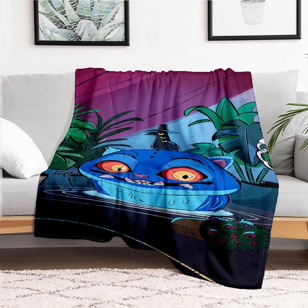 "Blue Cat in Tire Swing - Fantasy Garden Decor"Blanket Lightweight Flannel Throw Blanket for Sofa, Bed, Travel, Camping, Livingroom, Office,