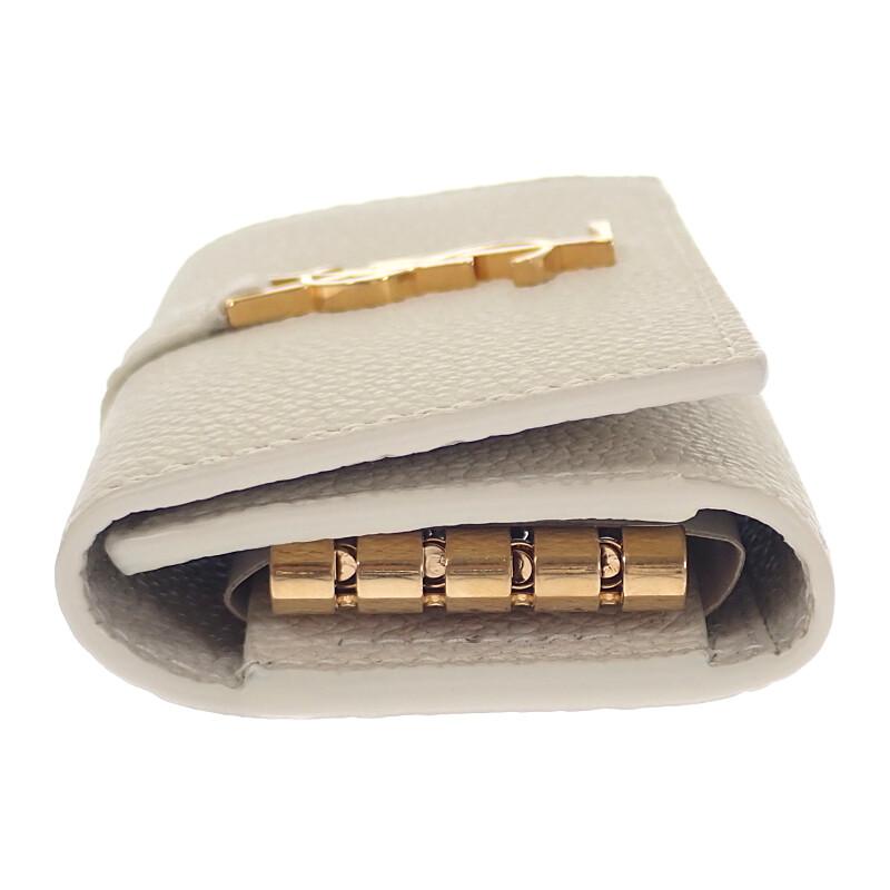 Saint Laurent 693749 B680J 9207 Key Holder  Ivory Calfskin/metal Women