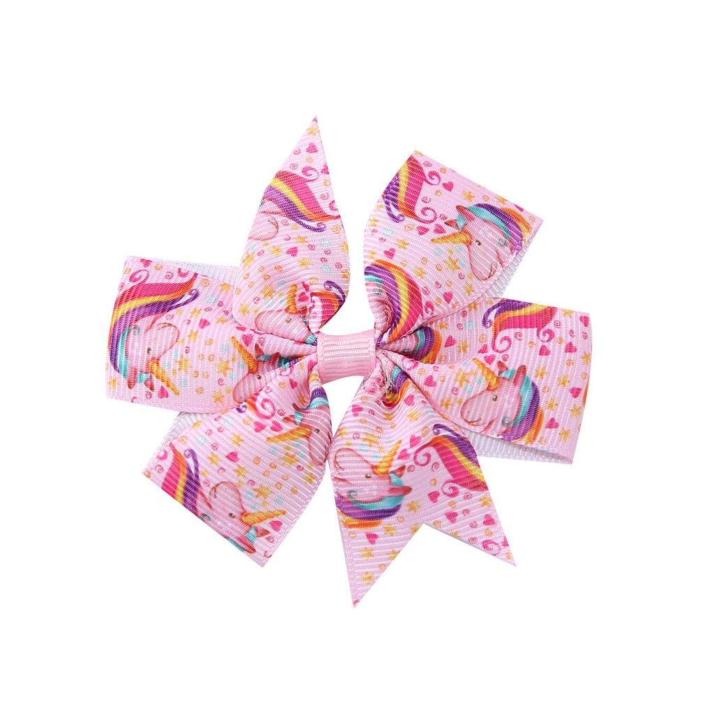 A313 Лента гросгрейн «Единорог» Заколка для волос с бантом «шесть ушей» для детей – Рождественская коллекция