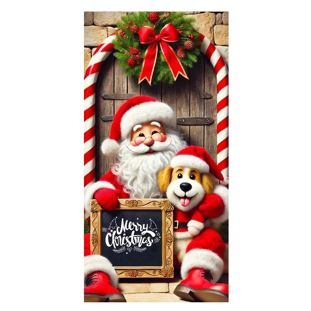 Door Hanging Christmas Door Banner Background Holiday Props Door Curtain Atmosphere Arrangement Old Man Snowman Door Banner
