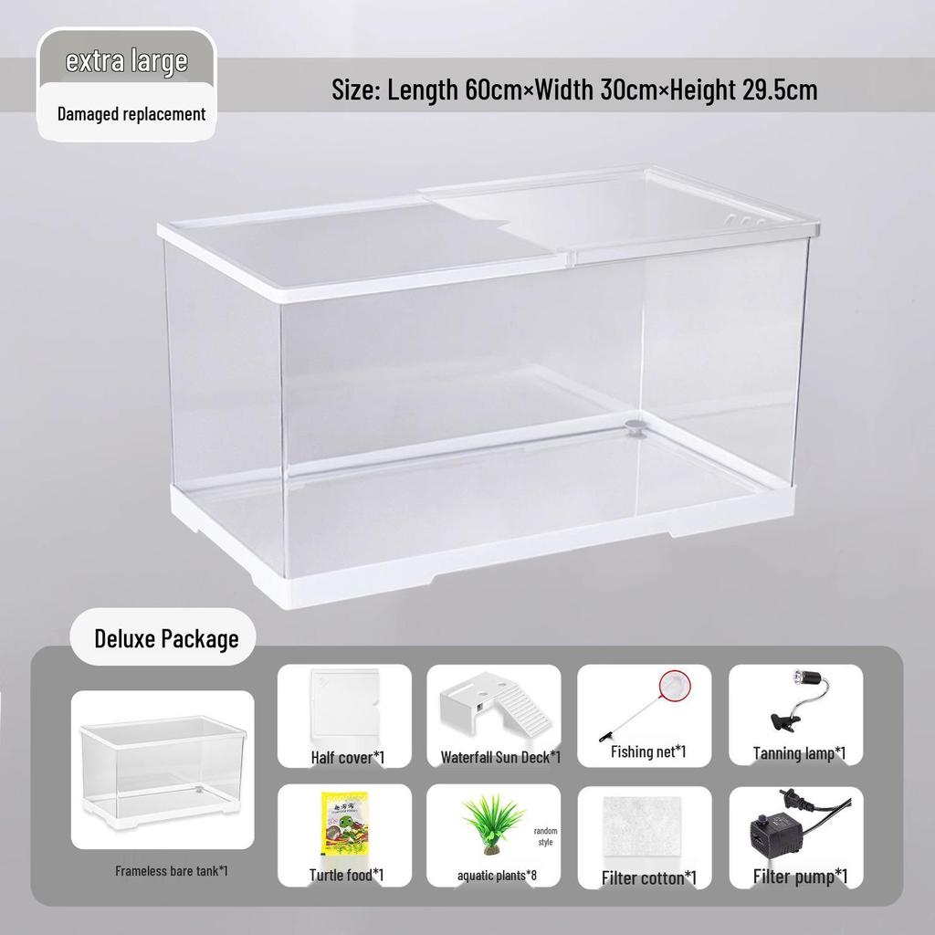 Компактный террариум для черепахи с платформой для обогрева - Элегантная настольная среда обитания с крышкой для экологичной гостиной