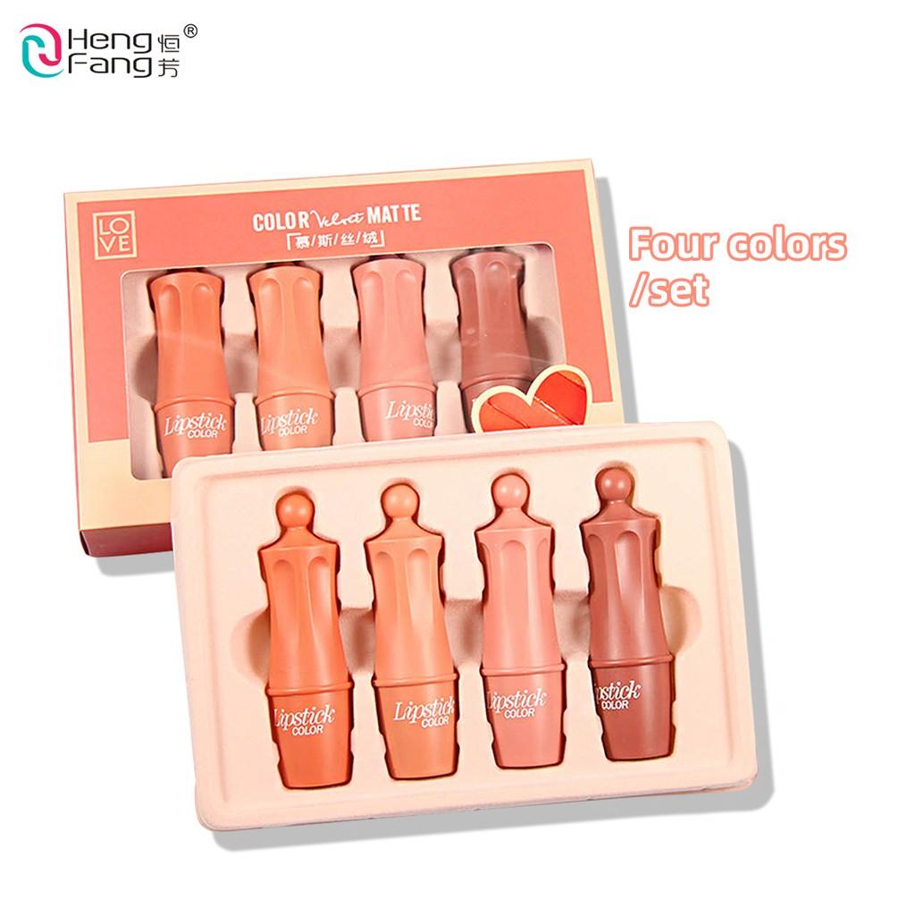 HengFang Velvet Matte Lipstick Set Не легко выцветает Косметика для макияжа губ 3,5gx4