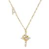 Cross Shape Letter Necklace Women Gold Plated Copper Pendant Versatile Fashion Jewelry