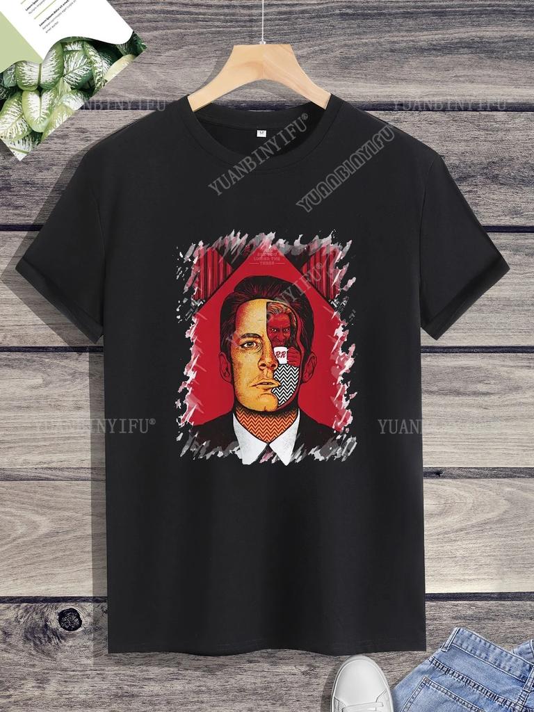 Хипстерская футболка с принтом Twin Peaks Унисекс Свободная футболка Топ Короткий рукав Круглый вырез Уличная Горячая Распродажа