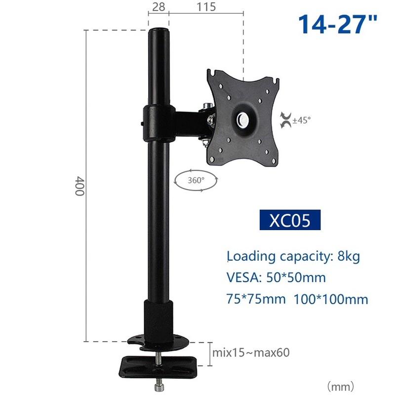 HILLPORT 14-27" Monitor Arm Soporte TV Tilt Swivel Desktop PC Screen Mesa Monitor Mount Computer Stand Suporte Holder XC05