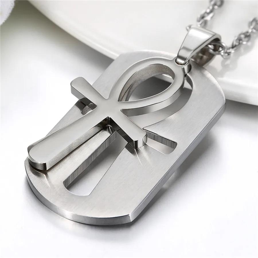 Necklace Dog Tag Pendant Ancient Egypt Egyptian Symbol Ankh Eternal Life Cross Key Life Amulet Talisman Protect Health Jewelry Charming Accessories
