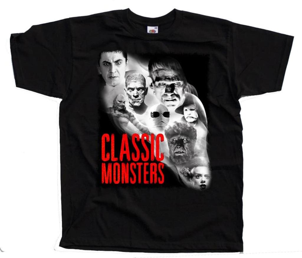 Classic monsters horror movie poster T-Shirt Black vintage scary all sizes S-5XL