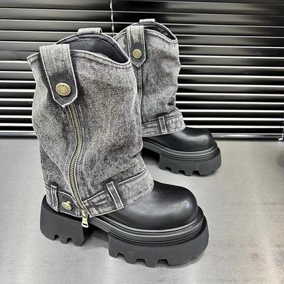 Женские ботильоны челси на платформе, кожаные дизайнерские туфли, осенняя новинка 2024, тренд, бренд, для активного отдыха, удобные мотоциклетные ботинки