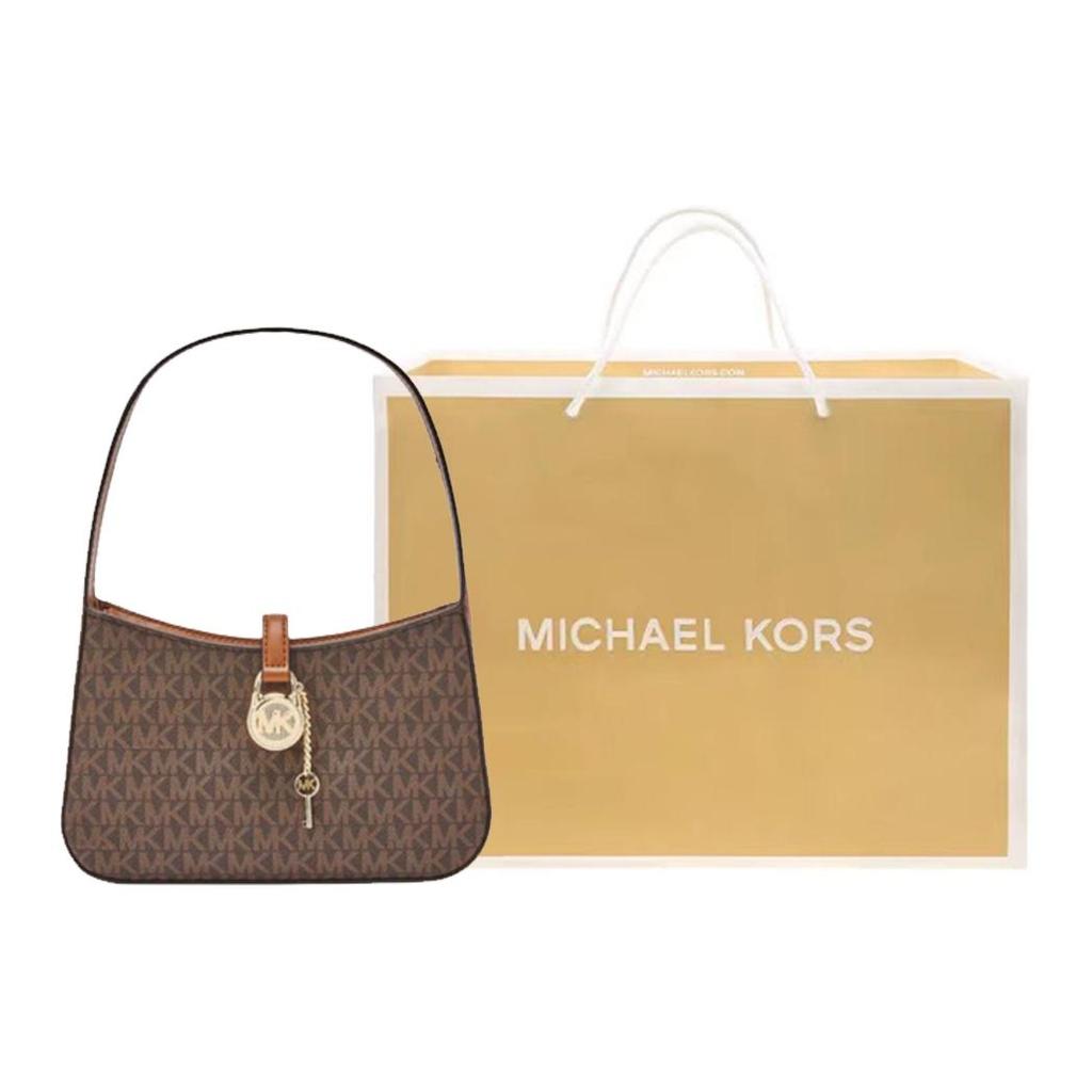 Michael Kors Женская сумка через плечо Lyra с золотым замком и монограммой, из искусственной кожи, коричневая 35T4G1YC5B-BROWN