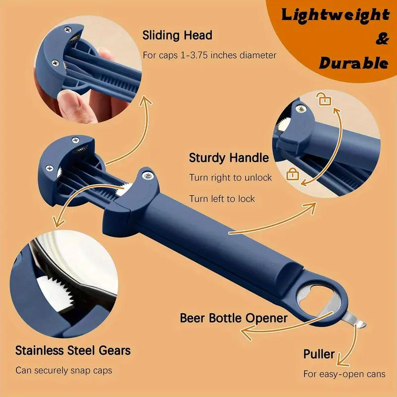 1 шт., нержавеющая сталь, вращающиеся крышки, открывалка для банок, регулируемая открывалка для бутылок, экономящая труд стеклянная бутылка, консервированная для кухонного гаджета