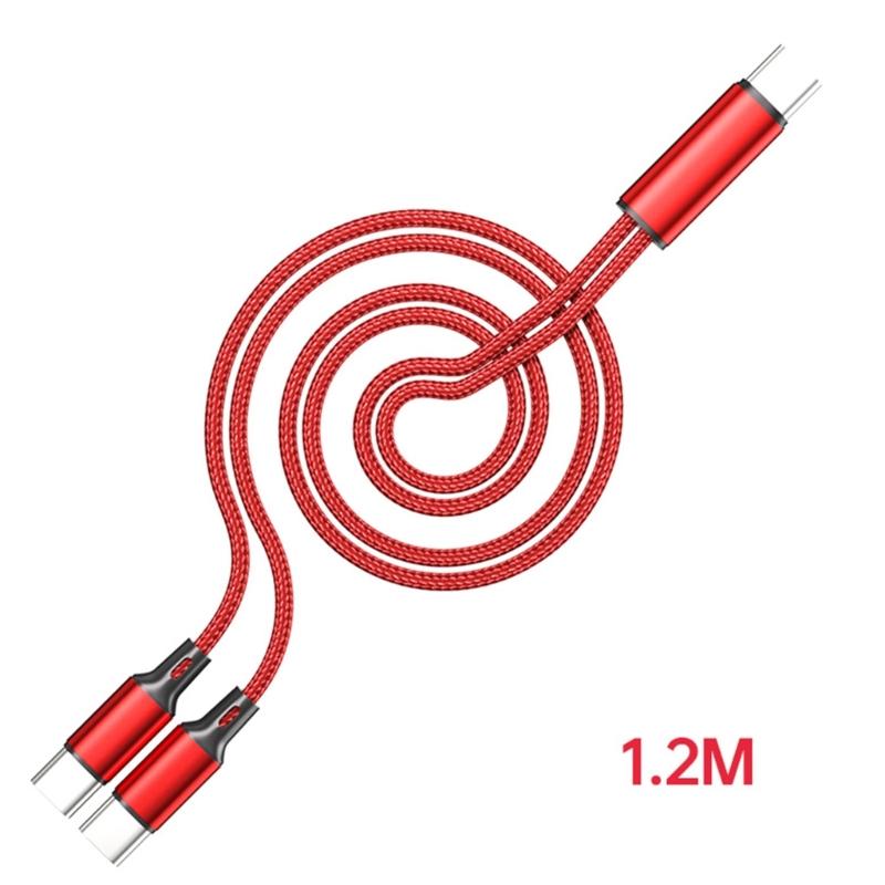 USB C to 2 USB C Splitter Cable Type C Power Cable Nylon Braided, Charge Multiple USB C Gadgets from One USB Source