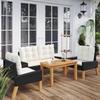 VidaXL Garden Lounge Set 4 Pcs and Cushions Wicker Resin and Solid Wood, Outdoor Lounge Set, Furniture Set 319689