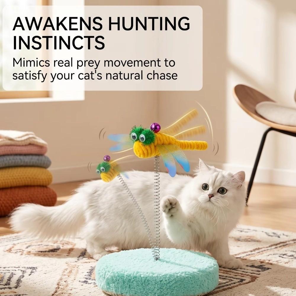 Scratch Resistant Cat Teaser Wand Dragonfly Design Cat Teaser Toy Cat Spring Toy Indoor Cat