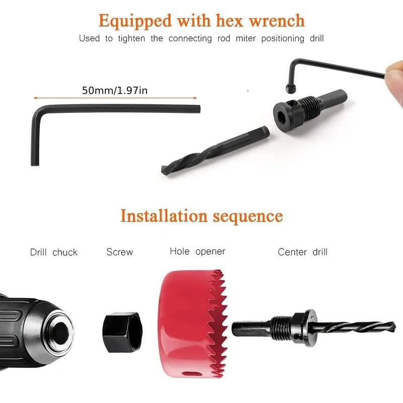 11pcs Hole Saw Set Hole Saw Kit With 8Pcs Saw Blades Durable Carbon Steel Metal Circle Power Drill Hole Cutter for Wood Plastic