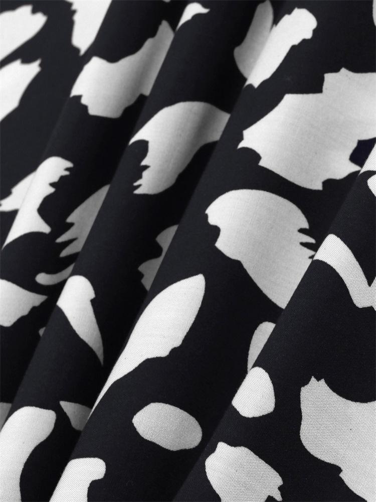 EDOLYNSA Plus Size Boho Black White Leopard Print Kaftan Beachwear Swimsuit Coverup For Women 2024 Summer Beach Dress Loose Caftan House Dresses Q1609