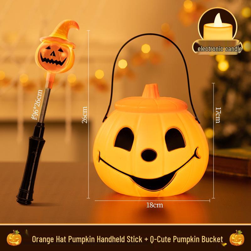 Светящийся фонарь-тыква на ручке-кривошипе - Хэллоуинское украшение-игрушка для детей