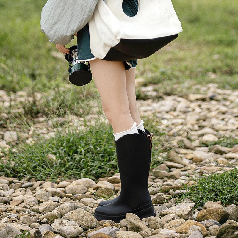 Женские модные взрослые флисовые высокие резиновые сапоги
