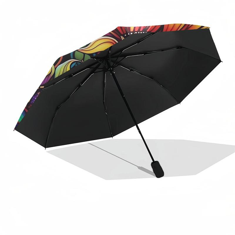 1pc Colorful Sunflower Mandala Design Umbrella with Plastic Handle,Vibrant Cartoon Pattern,Multi-functional UmbrellaPT159