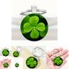 Lucky Four Leaf Clover Pendant Keychain With Zinc Alloy Silver Finish For Gift Giving And Celebration