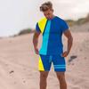 Summer Men Beach T Shirt Tracksuit 2 Piece Sets 3D Print All-Match Sports Short Sleeve Round Neck Casual Style Clothing 6XL