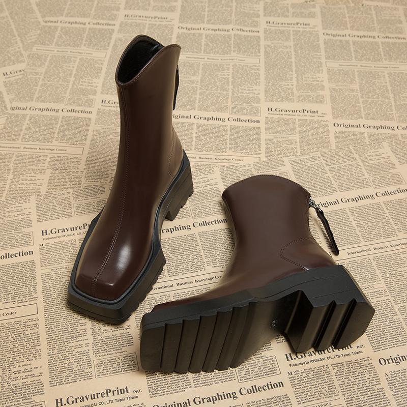 Осень Зима Винтажные Сапоги до колена на толстом каблуке Женские Модные Туфли для вечеринок стриптизерш с квадратным носком De Mujes