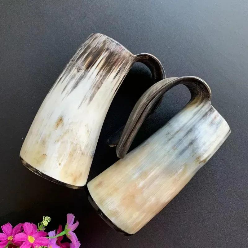 Handicrafts Home Real Viking Drinking Horn Mug with Stand Cups Ale Beer Wine Goblet Chalice Tankard Beaker Vessels