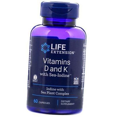 Витамины Д и К с Морским Йодом, Vitamins D and K with Sea-Iodine, 60капс (36346030)