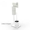 Household Bathroom Floor Standing Tissue Holder with Toilet Brush Stainless Steel Roll Paper Holder