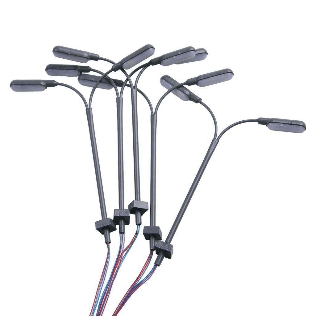 5/10 шт. Модель железной дороги Теплый белый Масштаб HO Фонарный столб Уличный фонарь Одноголовые фонари 3 В Переменный или постоянный ток Модельное освещение Декор