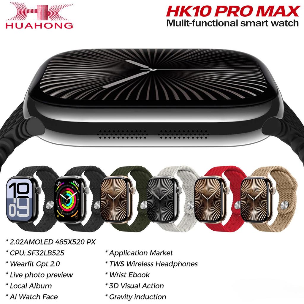 2024 HK10 Pro Max Smart Watch Series 10 для мужчин AMOLED Video Music 3D Menu Fitness Tracker Women Series Smartwatch для IOS Android