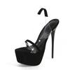 Transparent Snake Pattern High Heel Stiletto Platform Sandals for Women