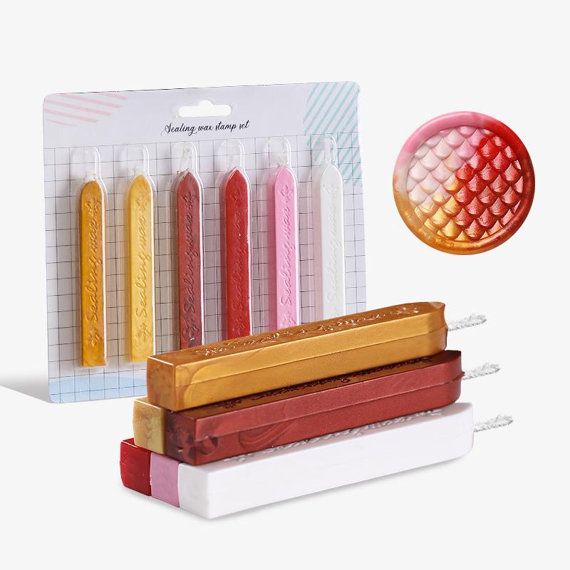 Высококачественный набор из 6 предметов, печатей, восковых палочек, печатей, антикварных свечей из сургуча с фитилем для почтовых писем в стиле ретро, винтаж
