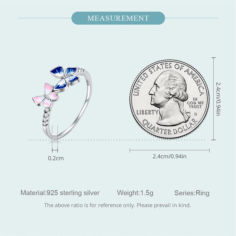 WOSTU 925 Sterling Silver Butterfly Series Band Ring with CZ Crystals, Anniversary Birthday Jewelry Gifts for Women Girls