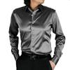 Летняя мужская мода повседневные рубашки с длинным рукавом Fit Party Shirt Top Blouse