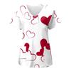 Tops Women Scrub Nurse Print Short Sleeve Cartoon V-Neck Tops Working T-Shirts Heart Print Healthcare Tunic Carers Workwear Tops