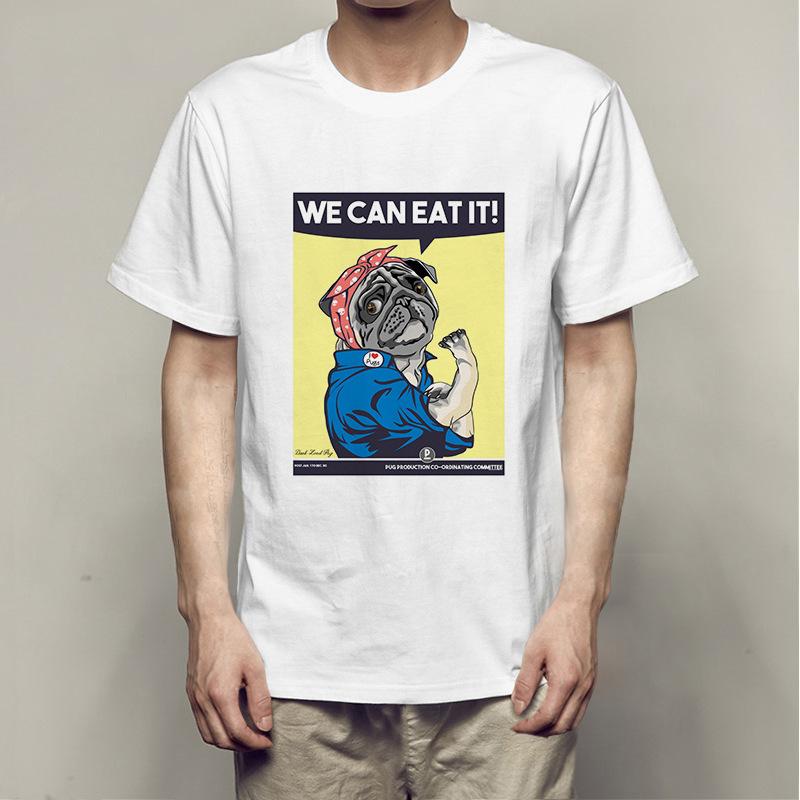 Летние футболки Bago Dog Rock Pug Rock из хлопка с принтом, свободные, с круглым вырезом и коротким рукавом, мужские