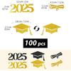 100 шт. Конфетти на выпускной для стола 2025 Большие Блестящие Черно-Золотые Конфетти для Выпускного Вечеринки Настольные Украшения