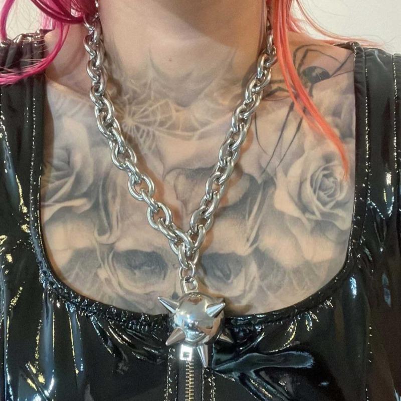 Готическая Punk-стиль Заклепка Шип-образный Шарик Подвеска Ожерелье для Мужчин Женщин Хип-хоп Рок Y2k Эстетика Ювелирные Изделия Аксессуары Подарки