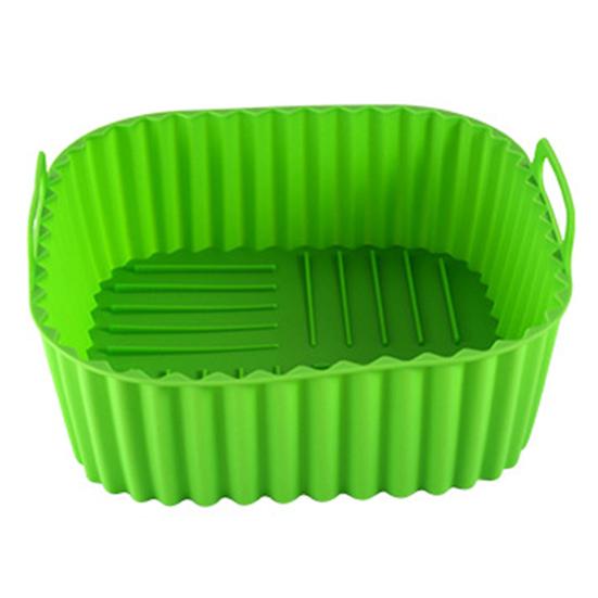 Silicone Air Fryer Basket Tray Square Reusable Silicone Pot for 7QT Air Fryer BPA-Free Steamer Oven Liner Easy Clean Air Fryer Accessory with Handles