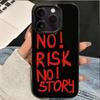 Модный Чехол для Телефона NO RISK NO STORY Для iPhone 17 16 15 14 13 12 11 Pro Max 16e 17 Air X XR XS 7 8 Plus Ударопрочный Мягкий Чехол