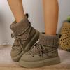Women's Ankle Boots Winter Platform Snow Boots Fur Flats Casual Shoes Designer Lace Up Plush Sneaker Non-Slip Botas Mujer